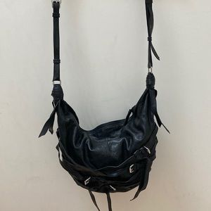 Slouchy black leather crossbody bag